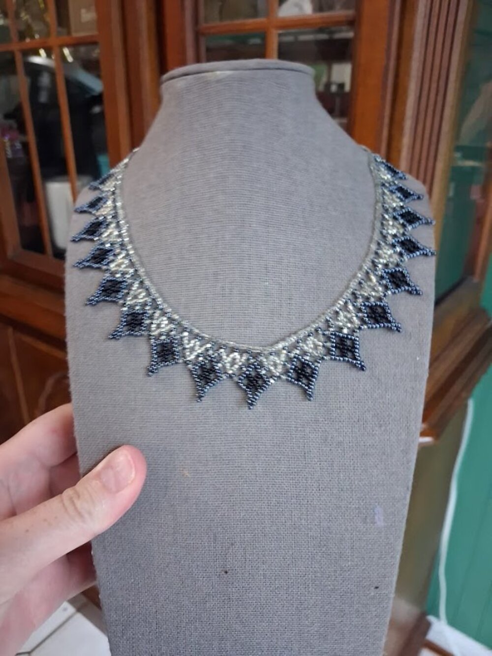 15 inch Beaded statement necklace